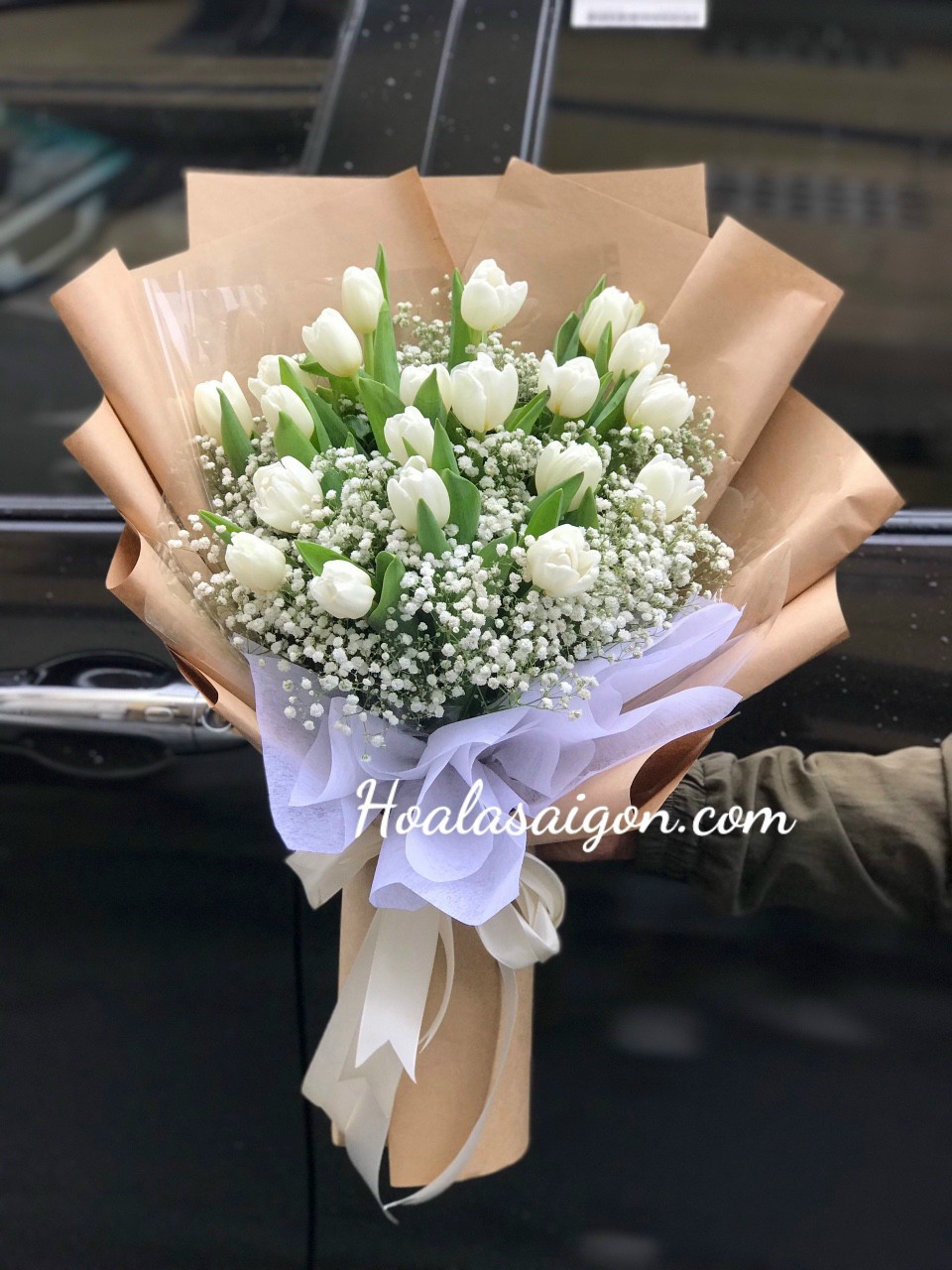 Bó hoa tulyp trắng Hà Lan