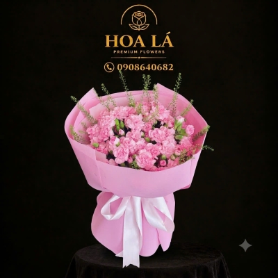 Bó Hoa Cẩm Chướng Mix Hoa Baby Gói Giấy Xốp Hàn Quốc Màu Hồng Ngọt Ngào