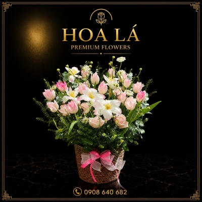 Mộng Mơ - Bình Hoa Tulip Hồng Hà Lan Nhập Khẩu Sang Trọng
